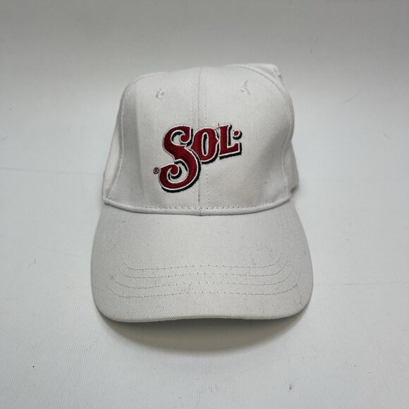 Sol Cerveza Beer Hat Cap White w/ Embroidered Red Classic Logo Promo Merch - Picture 1 of 8